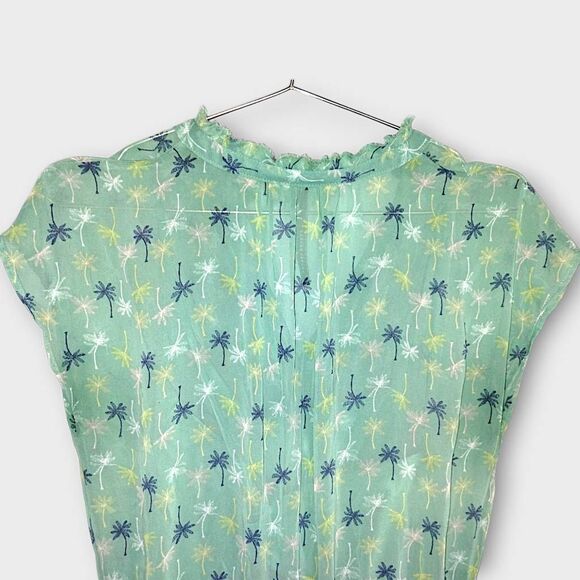 Lauren‎ Conrad Dress Sz 8 Sheer Pistachio Green Palm Tree Pleated Cottagecore - Picture 4 of 15